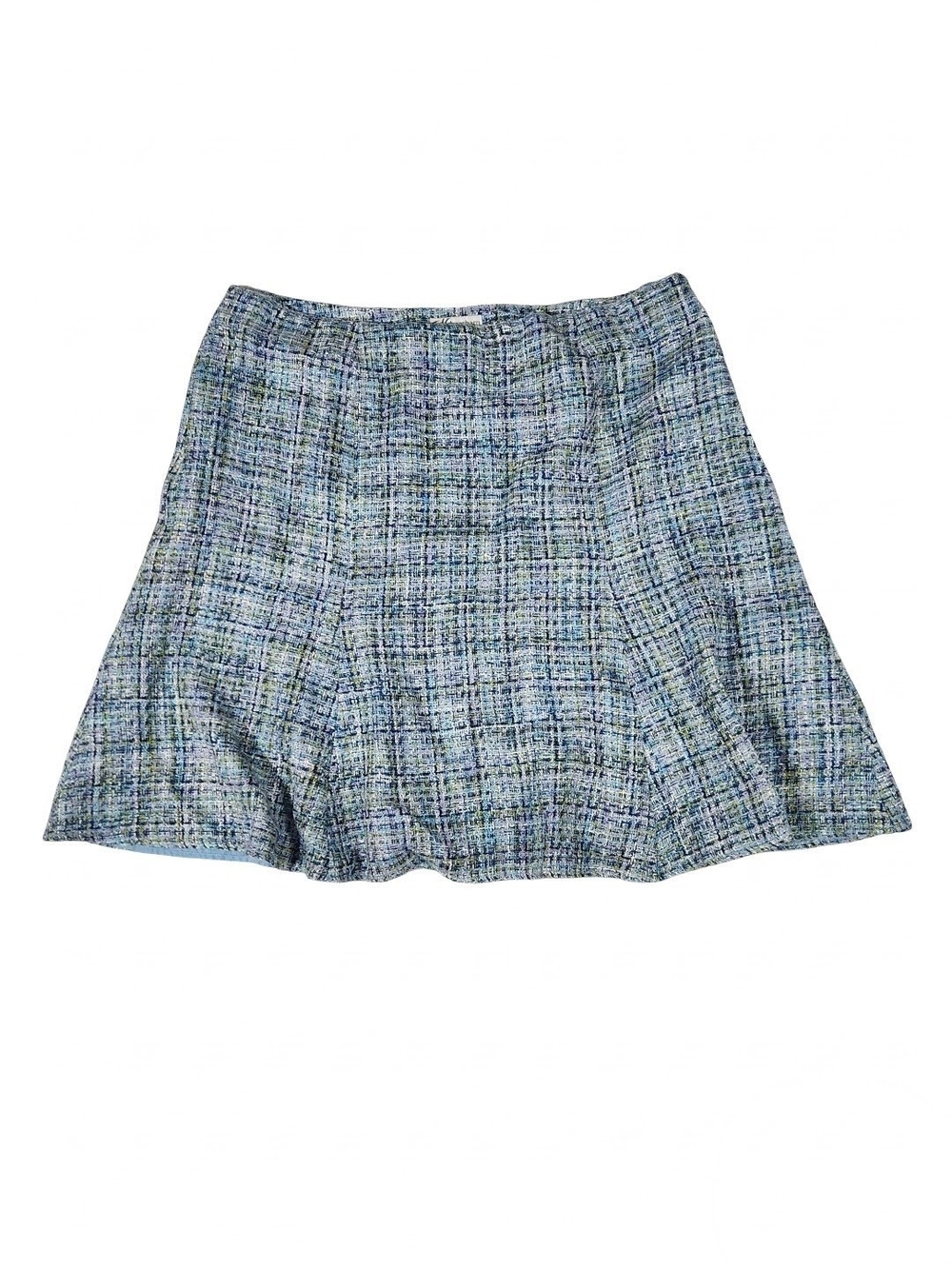 Dressbarn Woman 22W Skirt Blue and Green Plaid Tweed A-Line Skirt